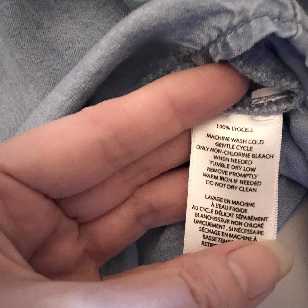 Beach Lunch Lounge Women’s SZ medium 3/4 sleeve button up denim top blouse shirt - Picture 6 of 6